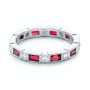 14k White Gold 14k White Gold Custom Ruby And Diamond Eternity Wedding Band - Flat View -  103226 - Thumbnail