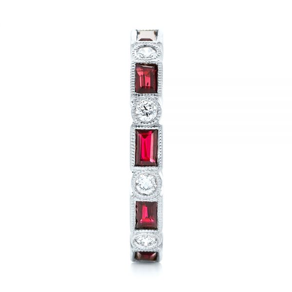 18k White Gold 18k White Gold Custom Ruby And Diamond Eternity Wedding Band - Side View -  103226