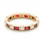18k Yellow Gold 18k Yellow Gold Custom Ruby And Diamond Eternity Wedding Band - Flat View -  103226 - Thumbnail