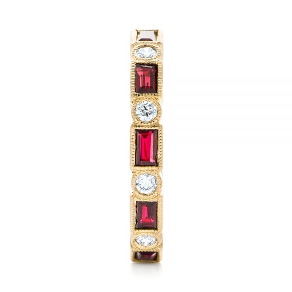 14k Yellow Gold 14k Yellow Gold Custom Ruby And Diamond Eternity Wedding Band - Side View -  103226