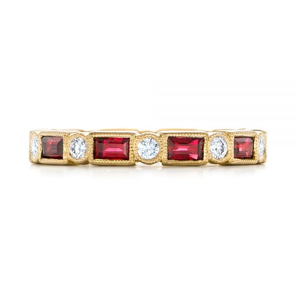 18k Yellow Gold 18k Yellow Gold Custom Ruby And Diamond Eternity Wedding Band - Top View -  103226