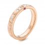 14k Rose Gold Custom Ruby And Diamond Wedding Band - Three-Quarter View -  103469 - Thumbnail