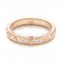 14k Rose Gold Custom Ruby And Diamond Wedding Band - Flat View -  103469 - Thumbnail