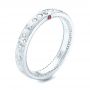 14k White Gold 14k White Gold Custom Ruby And Diamond Wedding Band - Three-Quarter View -  103469 - Thumbnail