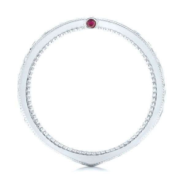 14k White Gold 14k White Gold Custom Ruby And Diamond Wedding Band - Front View -  103469