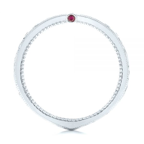 Platinum Platinum Custom Ruby And Diamond Wedding Band - Front View - 103469
