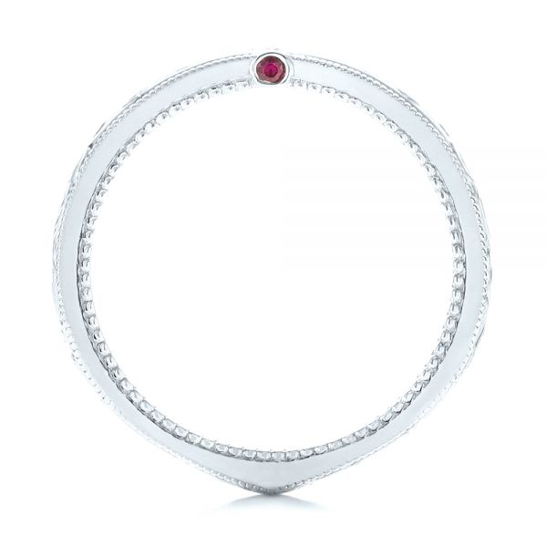  Platinum Platinum Custom Ruby And Diamond Wedding Band - Front View -  103469