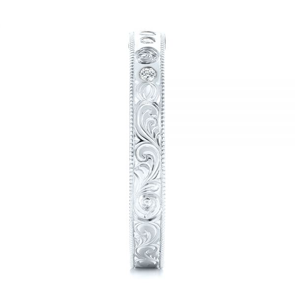 Platinum Platinum Custom Ruby And Diamond Wedding Band - Side View - 103469