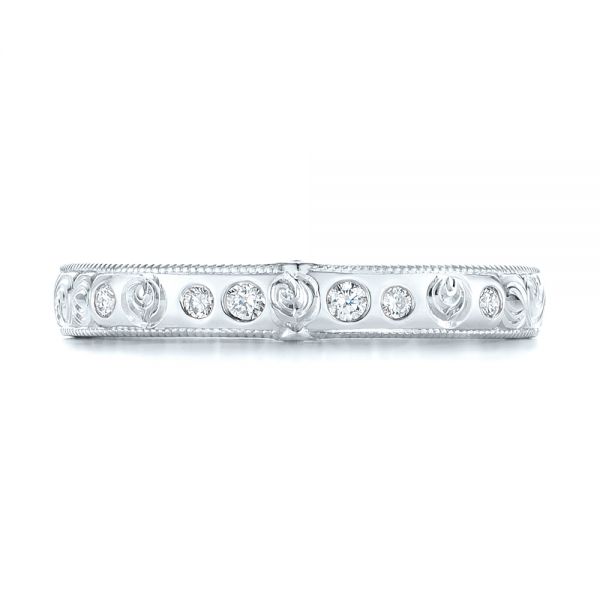 14k White Gold 14k White Gold Custom Ruby And Diamond Wedding Band - Top View -  103469