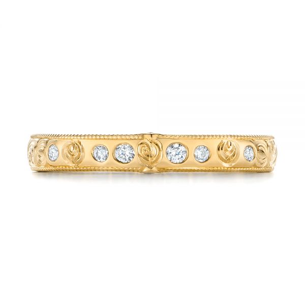 18k Yellow Gold 18k Yellow Gold Custom Ruby And Diamond Wedding Band - Top View -  103469