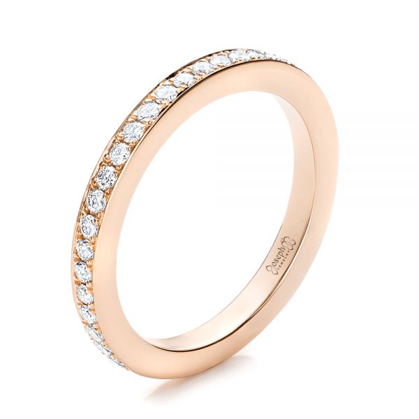 18k Rose Gold 18k Rose Gold Custom Diamond Wedding Band - Three-Quarter View -  101167