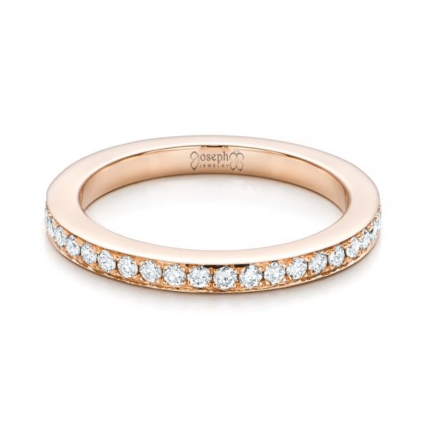 18k Rose Gold 18k Rose Gold Custom Diamond Wedding Band - Flat View -  101167