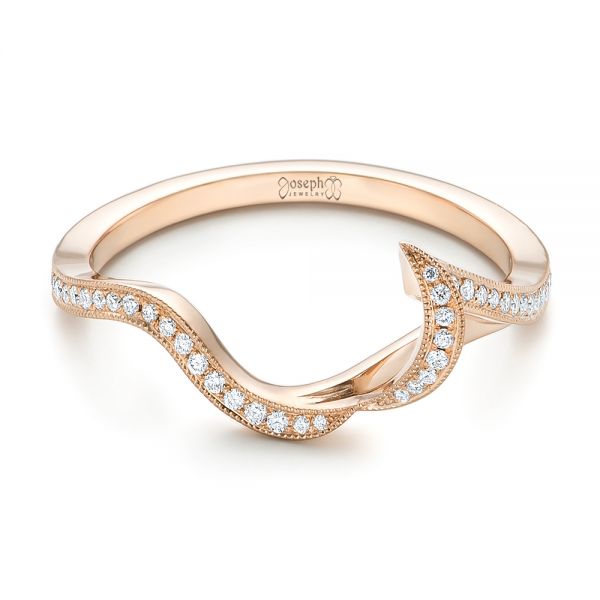 14k Rose Gold Custom Diamond Wedding Band - Flat View -  102834