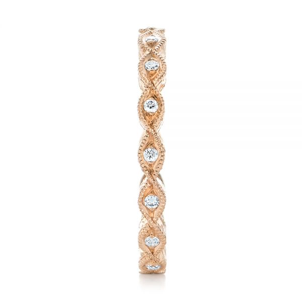 18k Rose Gold 18k Rose Gold Custom Diamond Wedding Band - Side View -  102286