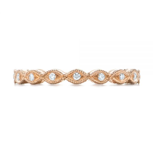 14k Rose Gold Custom Diamond Wedding Band - Top View -  102286