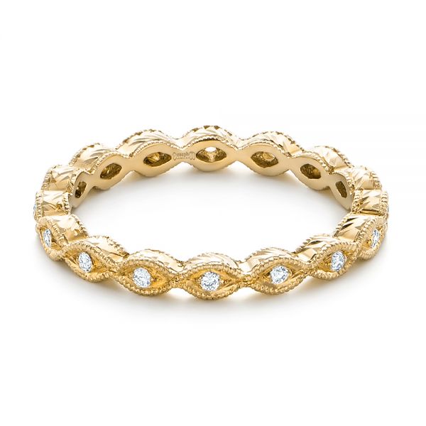14k Yellow Gold 14k Yellow Gold Custom Diamond Wedding Band - Flat View - 102286