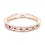 14k Rose Gold 14k Rose Gold Custom Ruby Topaz And Diamond Wedding Band - Flat View -  102418 - Thumbnail