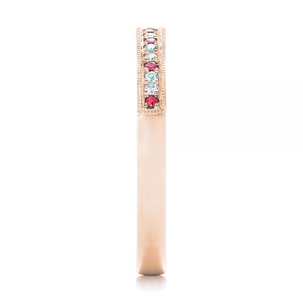 18k Rose Gold 18k Rose Gold Custom Ruby Topaz And Diamond Wedding Band - Side View - 102418