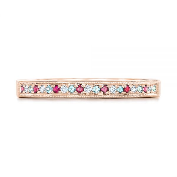 18k Rose Gold 18k Rose Gold Custom Ruby Topaz And Diamond Wedding Band - Top View - 102418