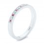  Platinum Platinum Custom Ruby Topaz And Diamond Wedding Band - Three-Quarter View -  102418 - Thumbnail