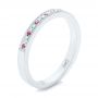 18k White Gold 18k White Gold Custom Ruby Topaz And Diamond Wedding Band - Three-Quarter View -  102418 - Thumbnail