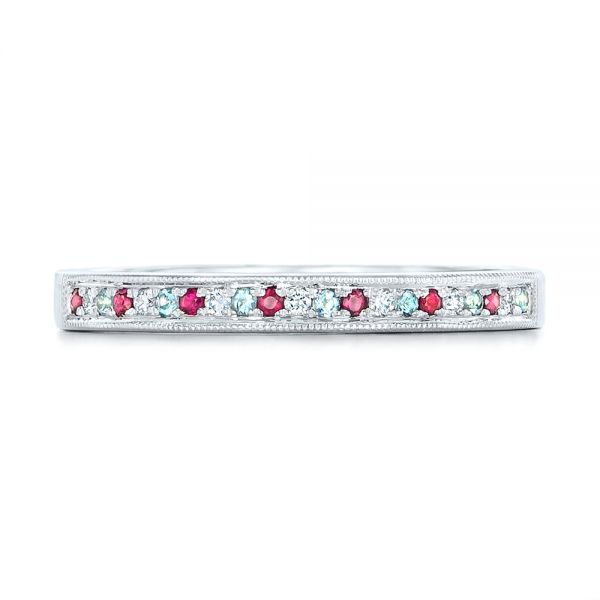  Platinum Platinum Custom Ruby Topaz And Diamond Wedding Band - Top View -  102418