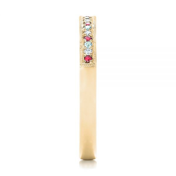 18k Yellow Gold 18k Yellow Gold Custom Ruby Topaz And Diamond Wedding Band - Side View - 102418