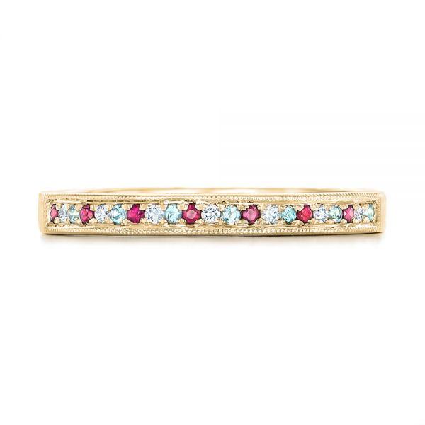 18k Yellow Gold 18k Yellow Gold Custom Ruby Topaz And Diamond Wedding Band - Top View - 102418