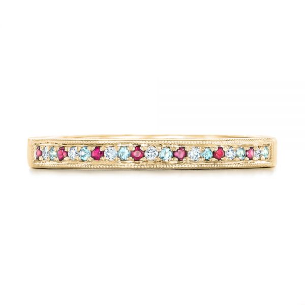 14k Yellow Gold 14k Yellow Gold Custom Ruby Topaz And Diamond Wedding Band - Top View -  102418