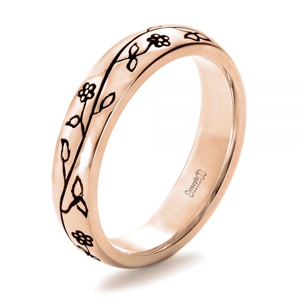 18k Rose Gold 18k Rose Gold Custom Sterling Silver Band - Three-Quarter View -  1243