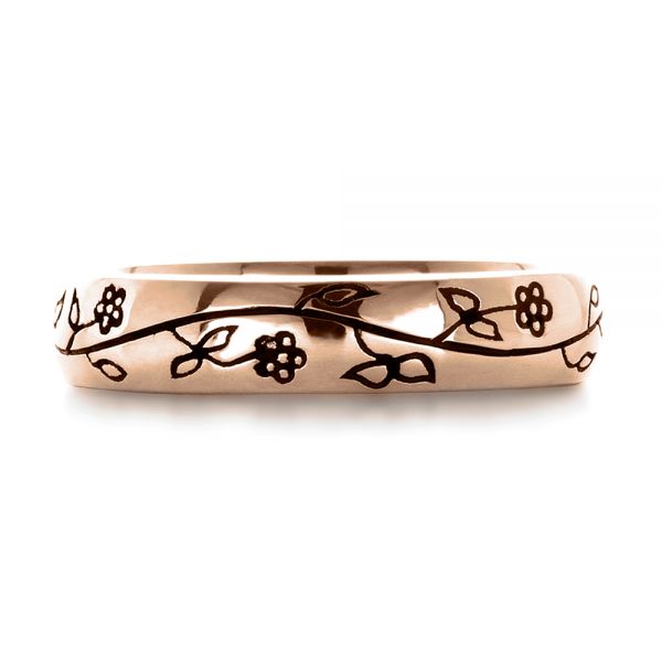 18k Rose Gold 18k Rose Gold Custom Sterling Silver Band - Top View - 1243