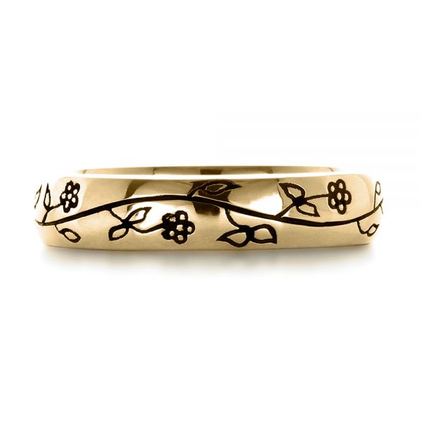 18k Yellow Gold 18k Yellow Gold Custom Sterling Silver Band - Top View -  1243