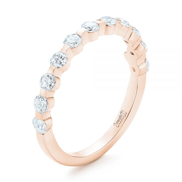 18k Rose Gold 18k Rose Gold Custom Tension Set Diamond Wedding Band - Three-Quarter View -  102452