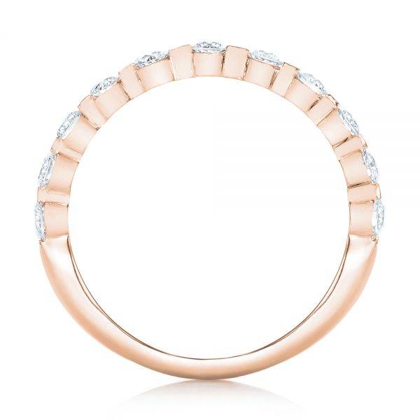 14k Rose Gold 14k Rose Gold Custom Tension Set Diamond Wedding Band - Front View -  102452