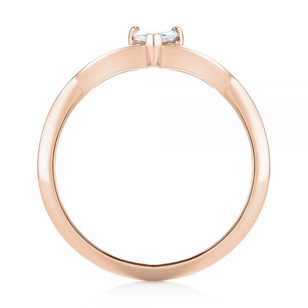 18k Rose Gold 18k Rose Gold Custom Trillion Diamond Wedding Ring - Front View - 104824