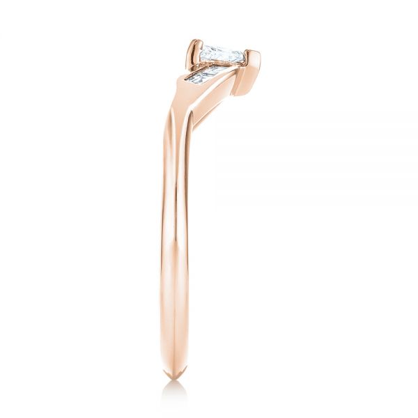 18k Rose Gold 18k Rose Gold Custom Trillion Diamond Wedding Ring - Side View - 104824