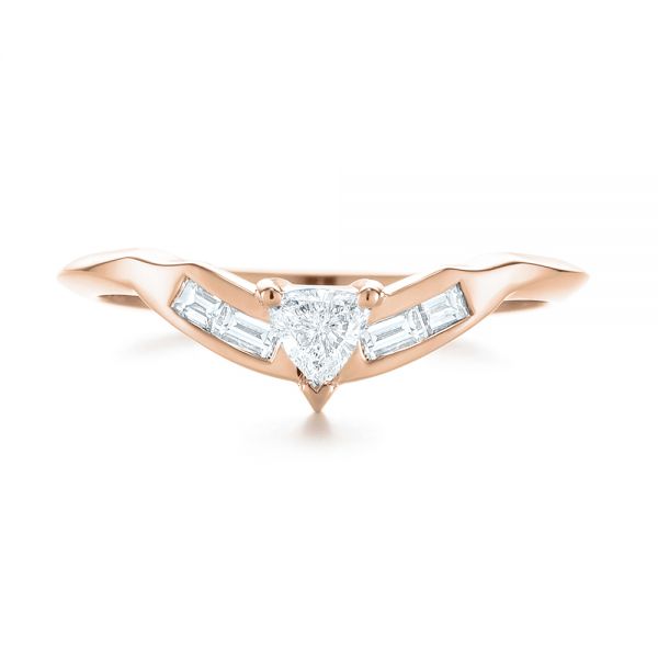 18k Rose Gold 18k Rose Gold Custom Trillion Diamond Wedding Ring - Top View -  104824
