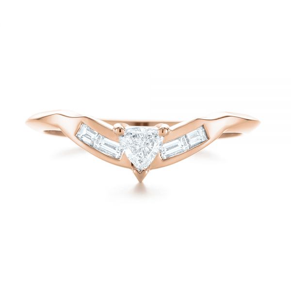 18k Rose Gold 18k Rose Gold Custom Trillion Diamond Wedding Ring - Top View - 104824