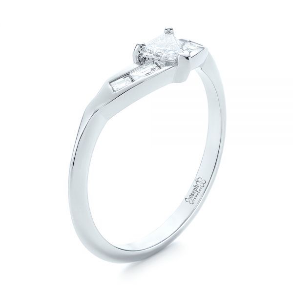  Platinum Custom Trillion Diamond Wedding Ring - Three-Quarter View -  104824
