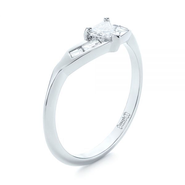 14k White Gold 14k White Gold Custom Trillion Diamond Wedding Ring - Three-Quarter View -  104824