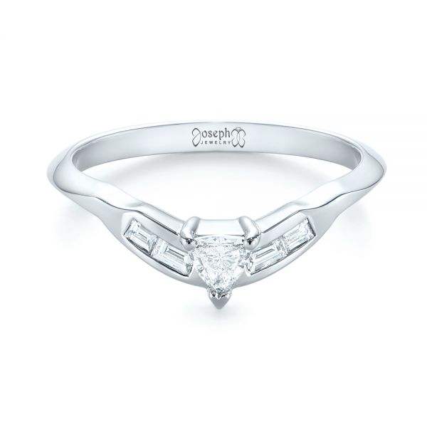  Platinum Custom Trillion Diamond Wedding Ring - Flat View -  104824