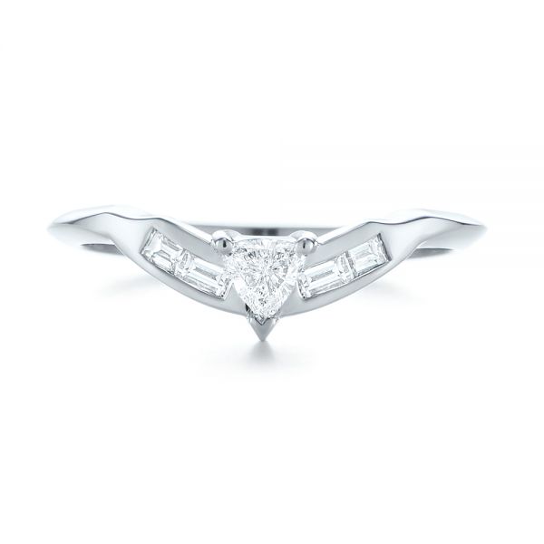  Platinum Custom Trillion Diamond Wedding Ring - Top View -  104824