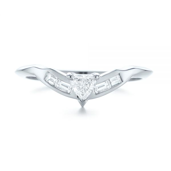 14k White Gold 14k White Gold Custom Trillion Diamond Wedding Ring - Top View -  104824