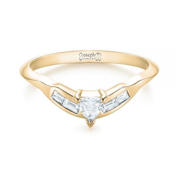 18k Yellow Gold 18k Yellow Gold Custom Trillion Diamond Wedding Ring - Flat View - 104824