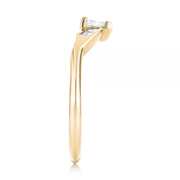 18k Yellow Gold 18k Yellow Gold Custom Trillion Diamond Wedding Ring - Side View - 104824