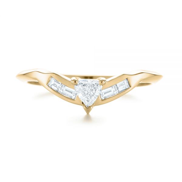 18k Yellow Gold 18k Yellow Gold Custom Trillion Diamond Wedding Ring - Top View - 104824