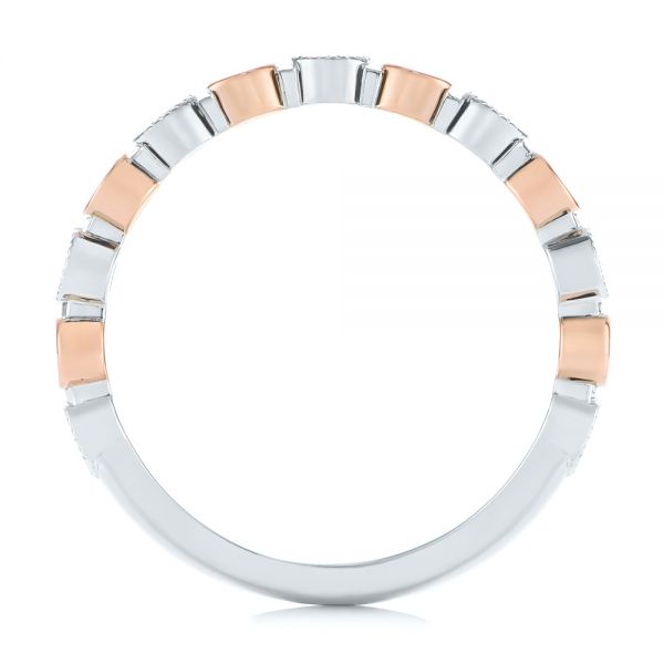  14K Gold And 18k Rose Gold 14K Gold And 18k Rose Gold Custom Two-tone Bezel Diamond Wedding Band - Front View -  104486