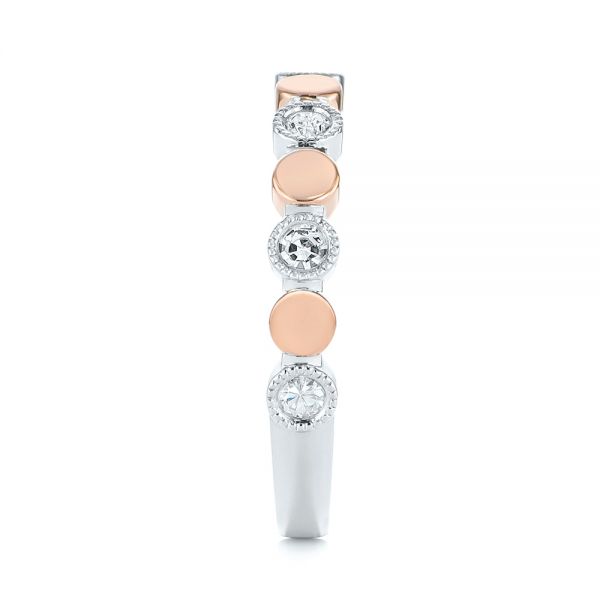 14K Gold And 14k Rose Gold Custom Two-tone Bezel Diamond Wedding Band - Side View - 104486