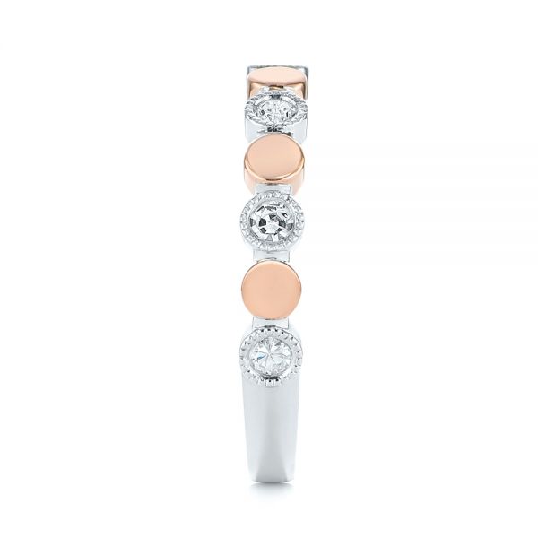  Platinum And 18k Rose Gold Platinum And 18k Rose Gold Custom Two-tone Bezel Diamond Wedding Band - Side View -  104486