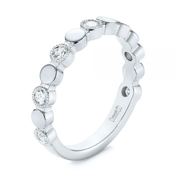 14K Gold And 18k White Gold 14K Gold And 18k White Gold Custom Two-tone Bezel Diamond Wedding Band - Three-Quarter View - 104486